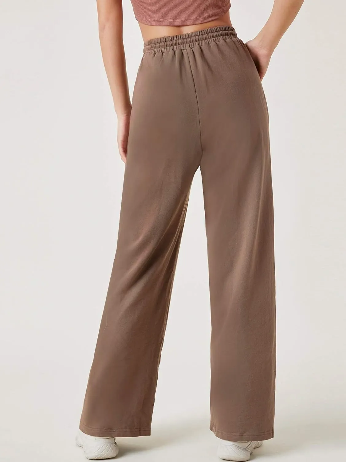 Floerns Womens Fall Drawstring High Waist Wide Leg Pants Sweatpants