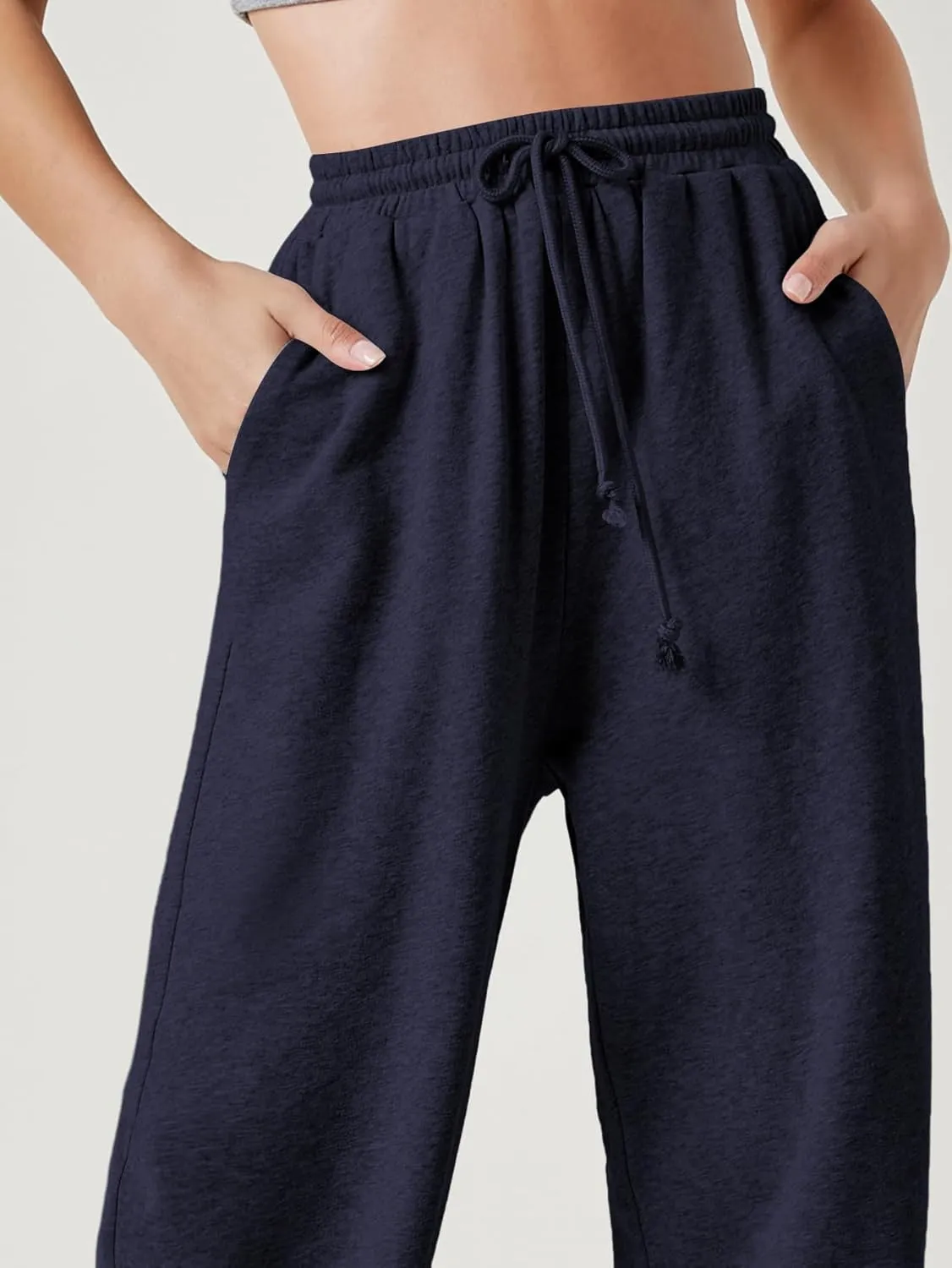 Floerns Womens Fall Drawstring High Waist Wide Leg Pants Sweatpants