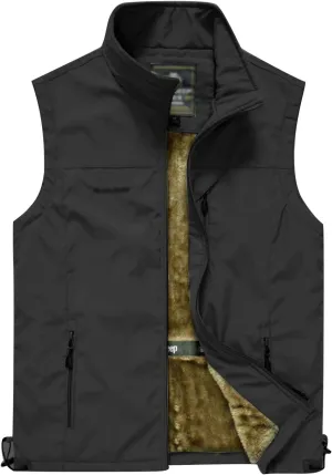 Flygo Men's Casual Lightweight Outdoor Travel Fishing Hunting Vest Jacket with Pockets