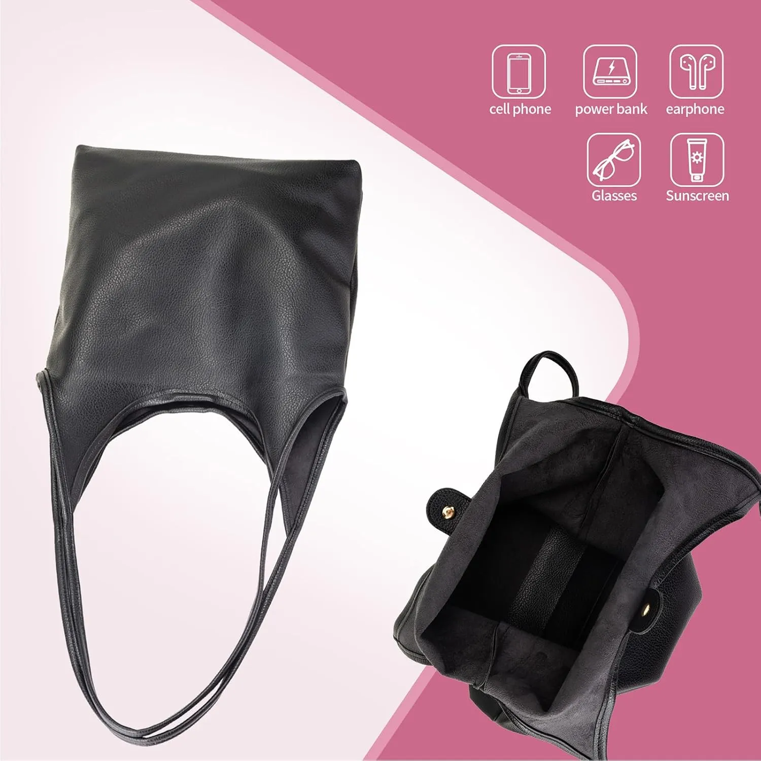 Foldable Slouchy Hobo Shoulder Bag for Women Ultra Soft Genuine Leather Top Handle Handbag with Coin Purse for Daily Use
