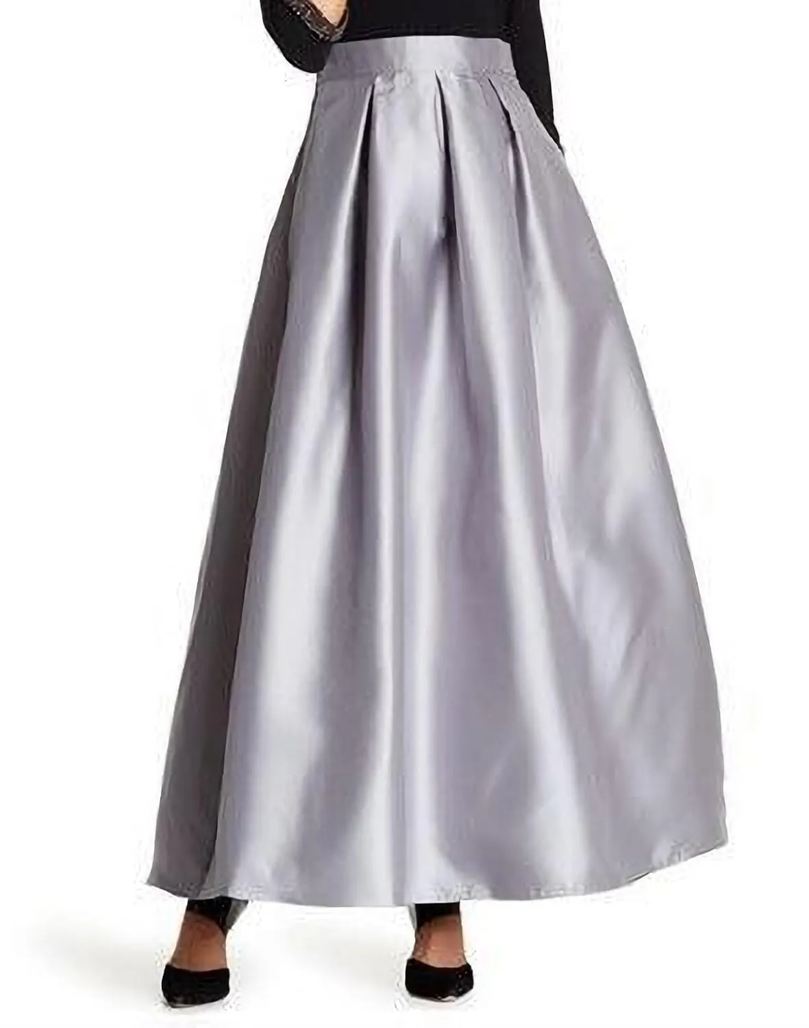 Formal Long Gray Taffeta Maxi Skirt Wtih One Pocket High Waisted Wedding Bridsmiad Prom Christmas Party Skirt (Made To Measure)