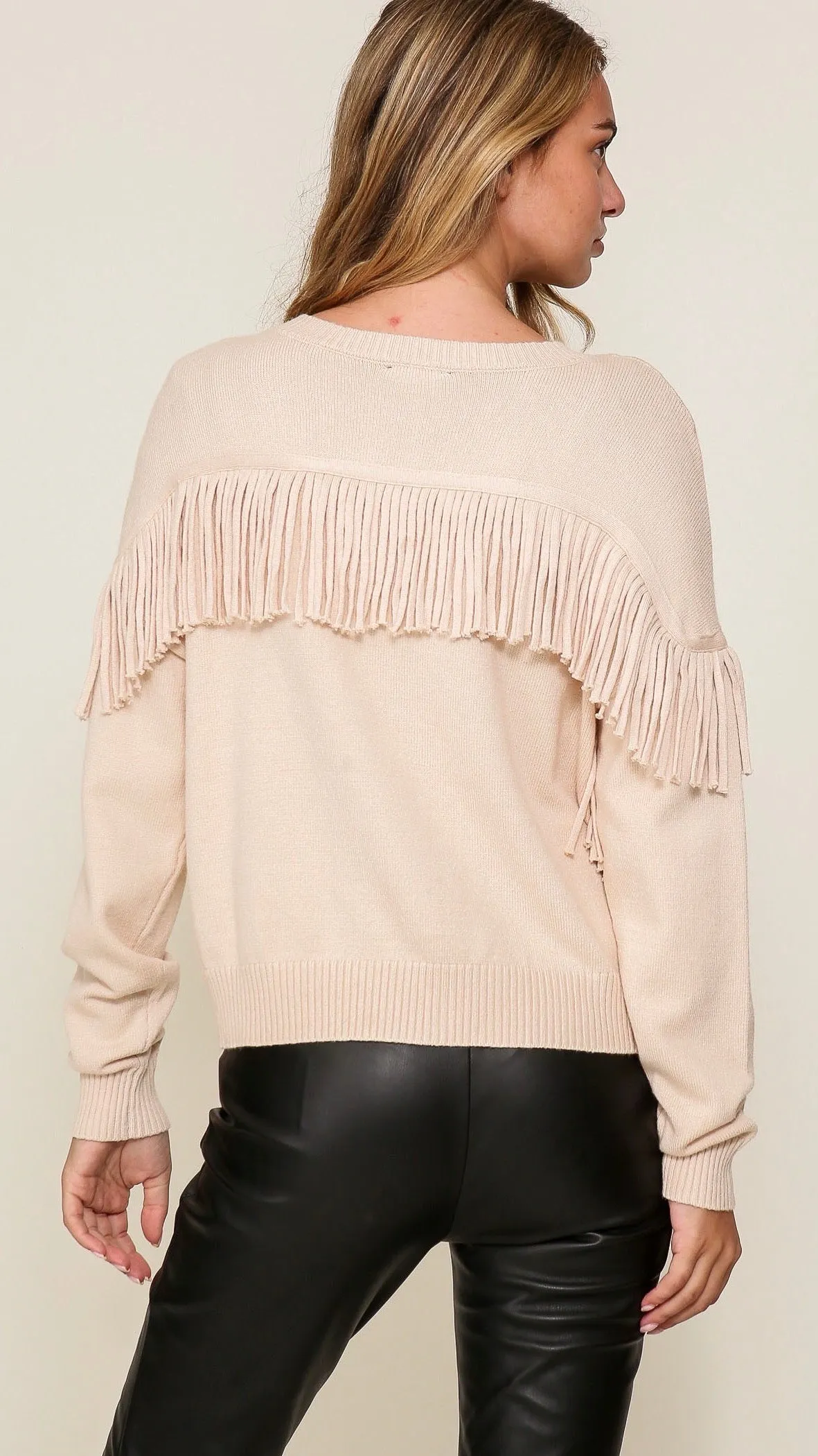 Frankie Fringe Sweater Top Ivory