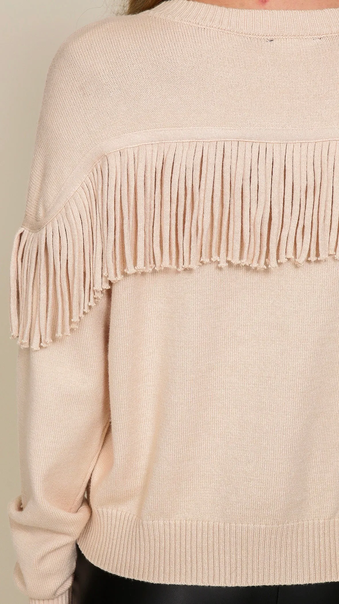Frankie Fringe Sweater Top Ivory