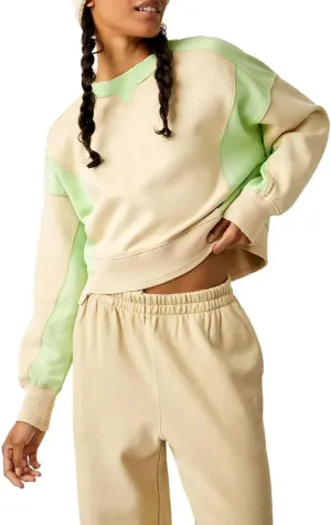 Free People Intercept Colorblock Pullover in Sesame Limezest Size M