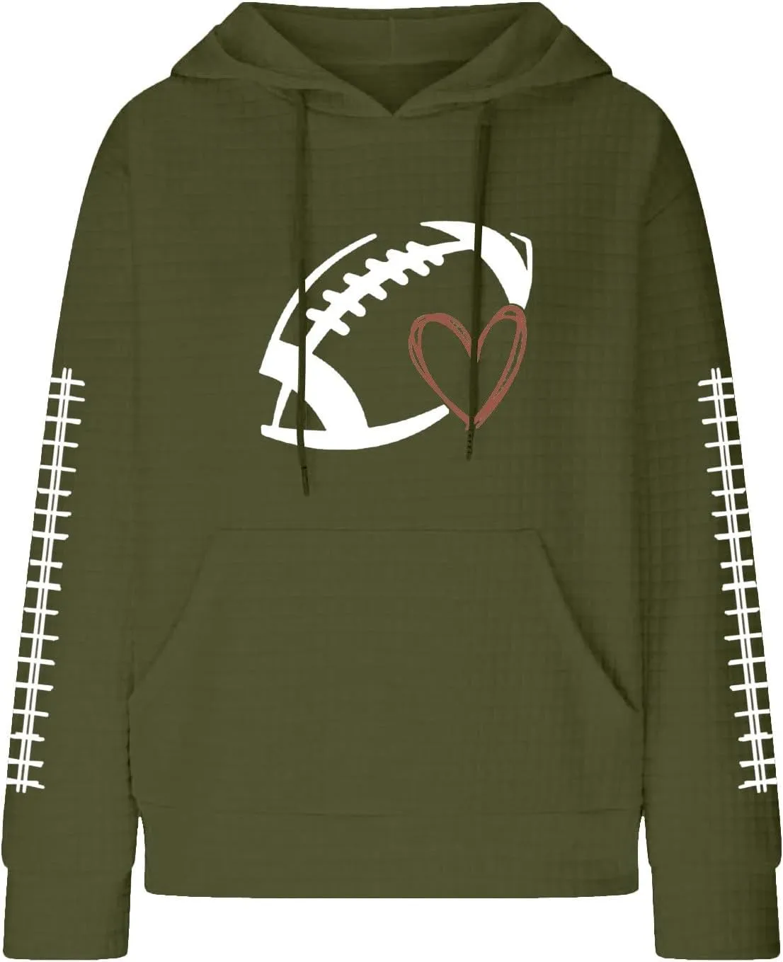 Game Day Football Hoodie For Women Graphic Print Sunday Waffle Knit Sweatshirt Casual Long Sleeve Crewneck Fall Pullover