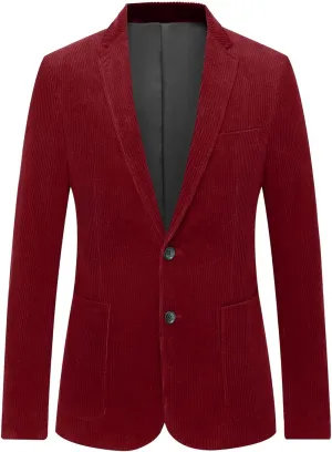 GATMSTZ Mens Casual Corduroy Blazer Vintage Notch Lapel Regular Fit Suit Jacket Big and Tall