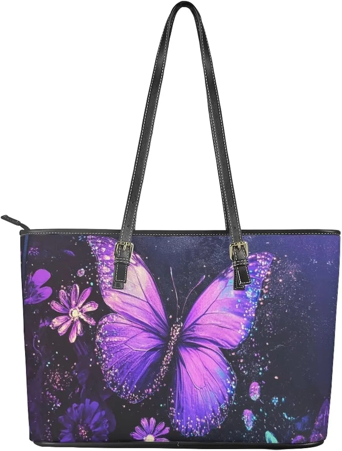GIFTPUZZ Tote Bag for Women Christmas Tote Bag for Women Shoulder Tote Bag Leather Tote Handbag with Zipper Waterproof