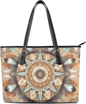 GIFTPUZZ Tote Bag for Women Christmas Tote Bag for Women Shoulder Tote Bag Leather Tote Handbag with Zipper Waterproof