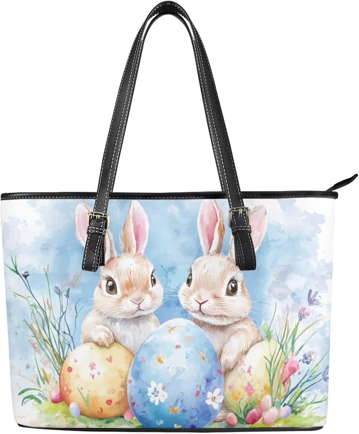 GIFTPUZZ Tote Bag for Women Christmas Tote Bag for Women Shoulder Tote Bag Leather Tote Handbag with Zipper Waterproof
