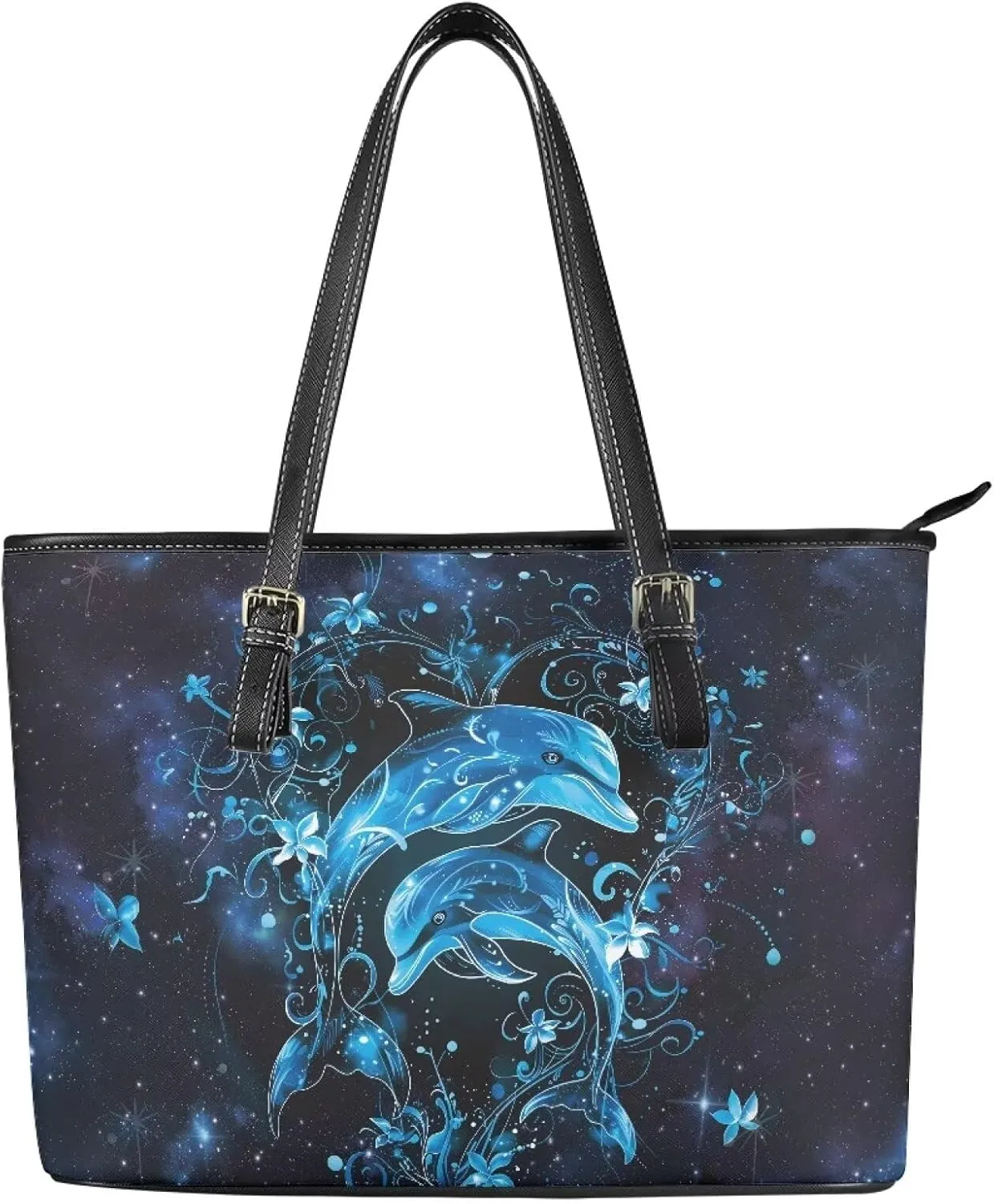 GIFTPUZZ Tote Bag for Women Christmas Tote Bag for Women Shoulder Tote Bag Leather Tote Handbag with Zipper Waterproof