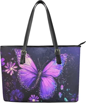 GIFTPUZZ Tote Bag for Women Christmas Tote Bag for Women Shoulder Tote Bag Leather Tote Handbag with Zipper Waterproof