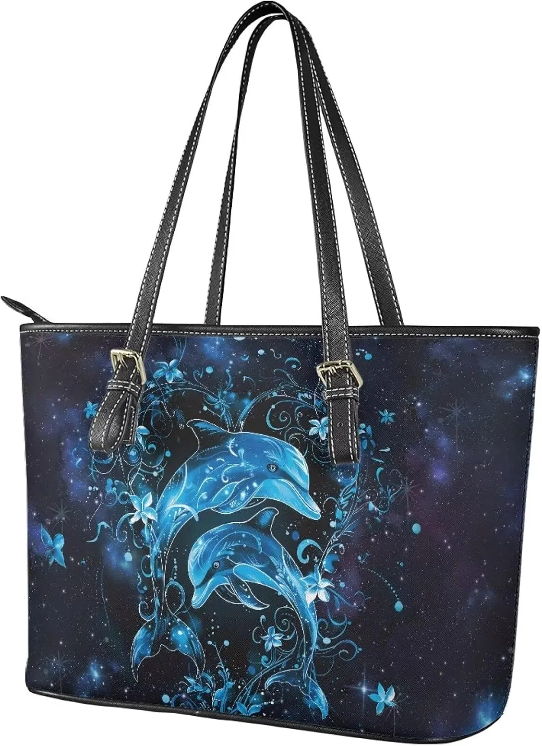 GIFTPUZZ Tote Bag for Women Christmas Tote Bag for Women Shoulder Tote Bag Leather Tote Handbag with Zipper Waterproof