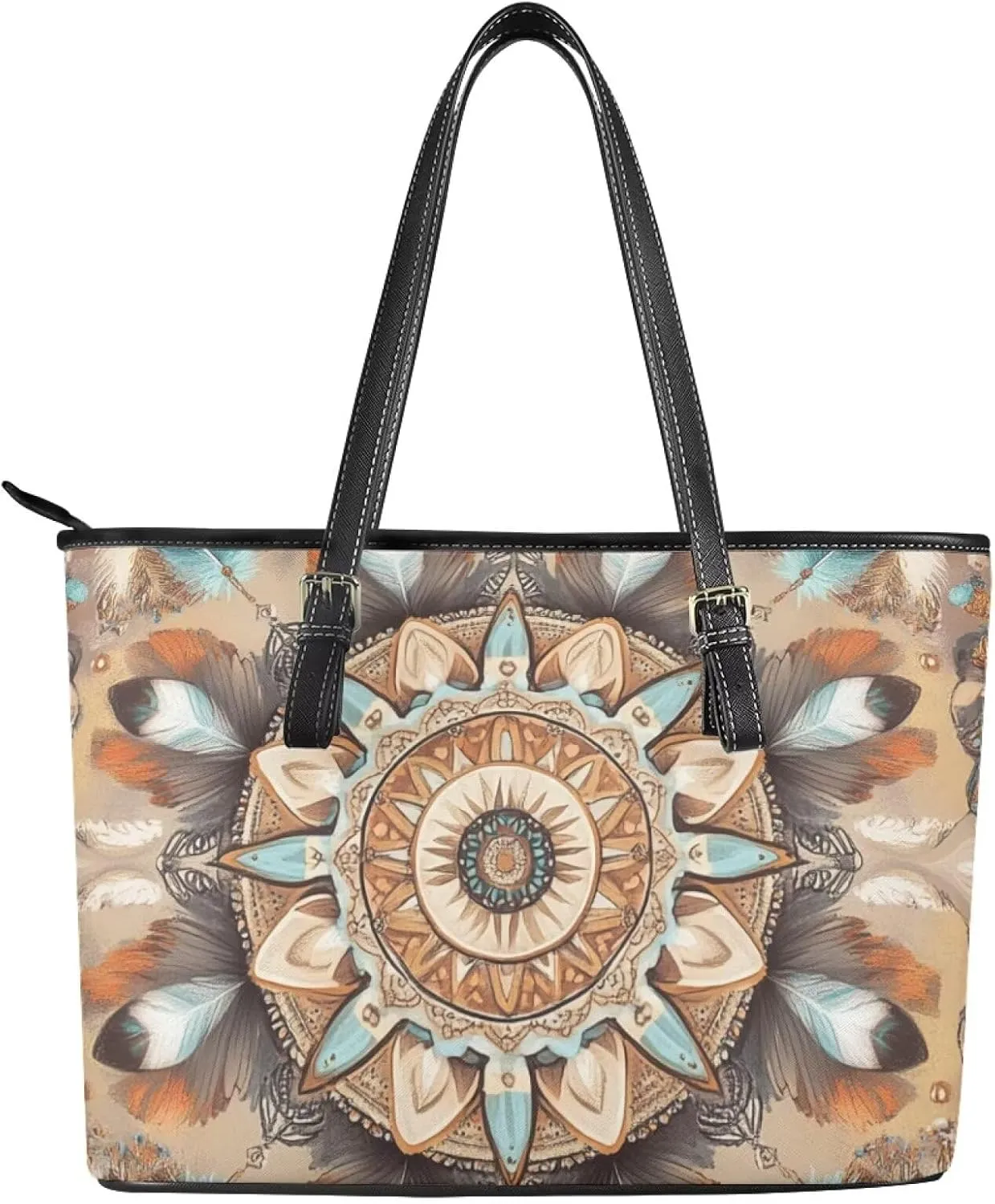 GIFTPUZZ Tote Bag for Women Christmas Tote Bag for Women Shoulder Tote Bag Leather Tote Handbag with Zipper Waterproof