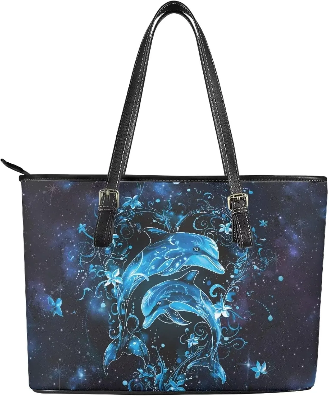 GIFTPUZZ Tote Bag for Women Christmas Tote Bag for Women Shoulder Tote Bag Leather Tote Handbag with Zipper Waterproof