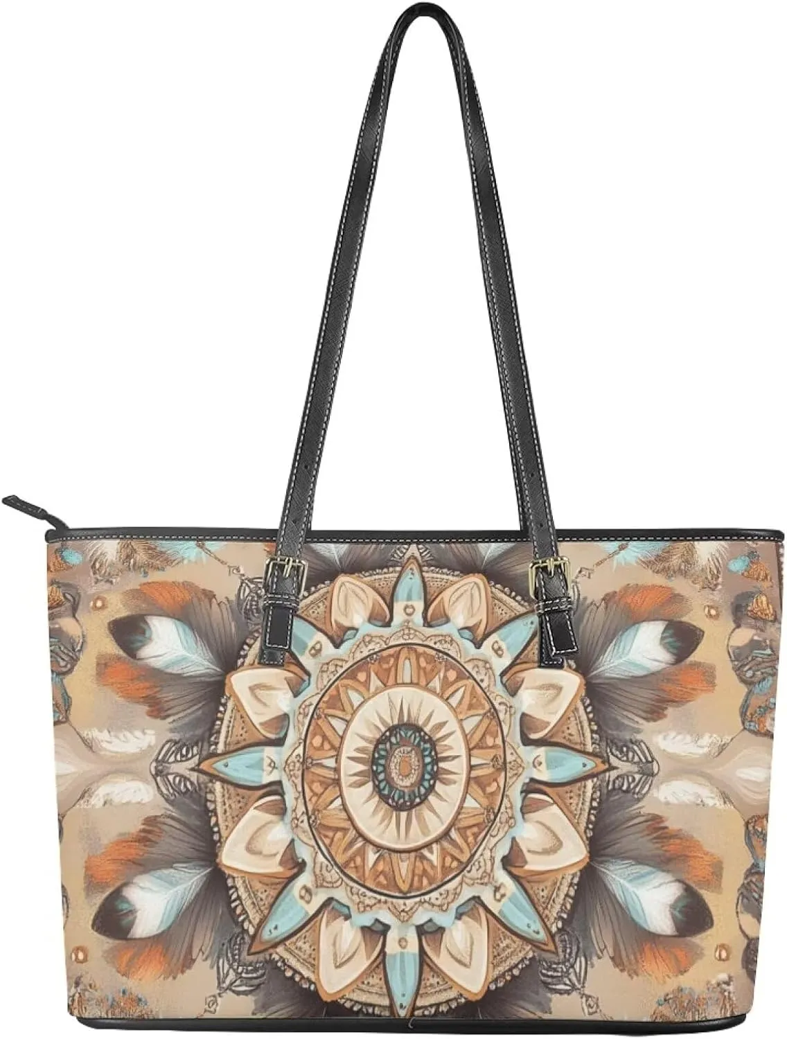 GIFTPUZZ Tote Bag for Women Christmas Tote Bag for Women Shoulder Tote Bag Leather Tote Handbag with Zipper Waterproof