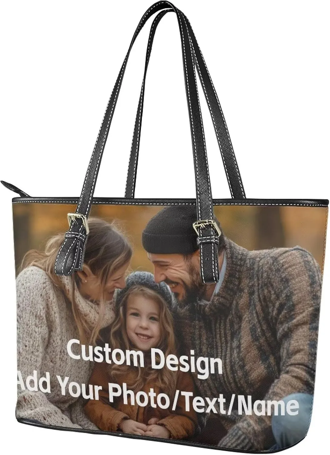 GIFTPUZZ Tote Bag for Women Christmas Tote Bag for Women Shoulder Tote Bag Leather Tote Handbag with Zipper Waterproof