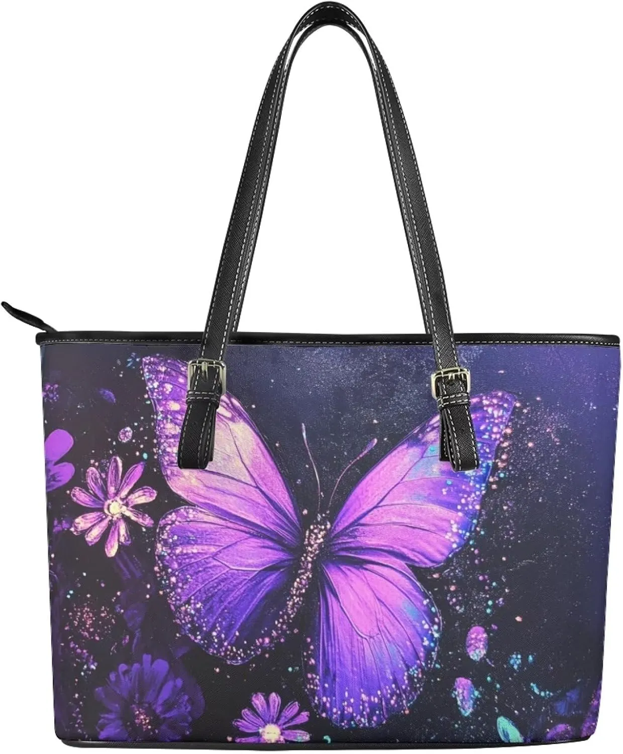 GIFTPUZZ Tote Bag for Women Christmas Tote Bag for Women Shoulder Tote Bag Leather Tote Handbag with Zipper Waterproof