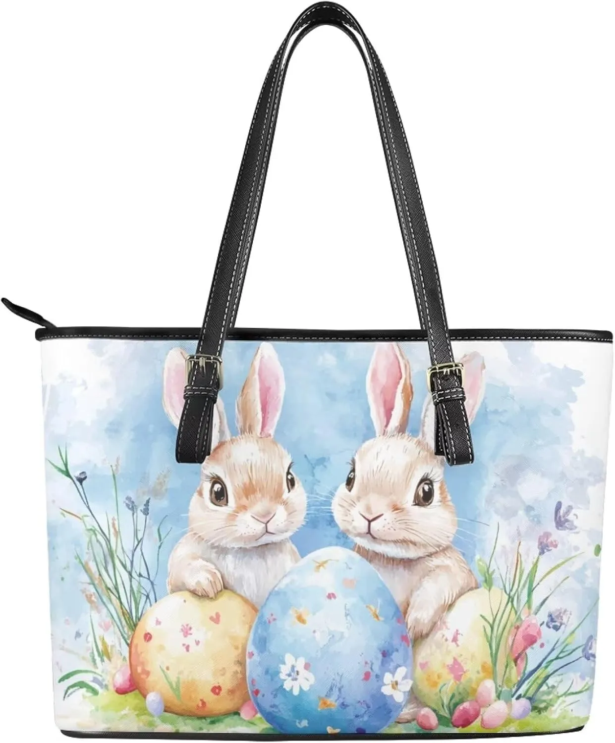 GIFTPUZZ Tote Bag for Women Christmas Tote Bag for Women Shoulder Tote Bag Leather Tote Handbag with Zipper Waterproof