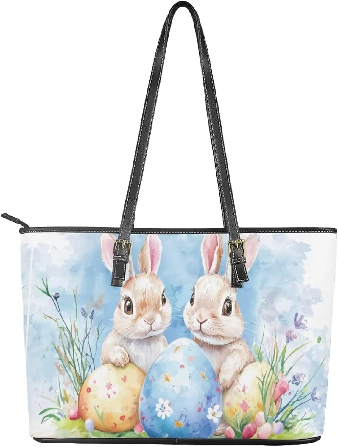 GIFTPUZZ Tote Bag for Women Christmas Tote Bag for Women Shoulder Tote Bag Leather Tote Handbag with Zipper Waterproof