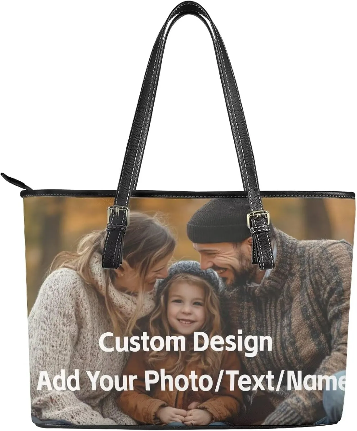 GIFTPUZZ Tote Bag for Women Christmas Tote Bag for Women Shoulder Tote Bag Leather Tote Handbag with Zipper Waterproof