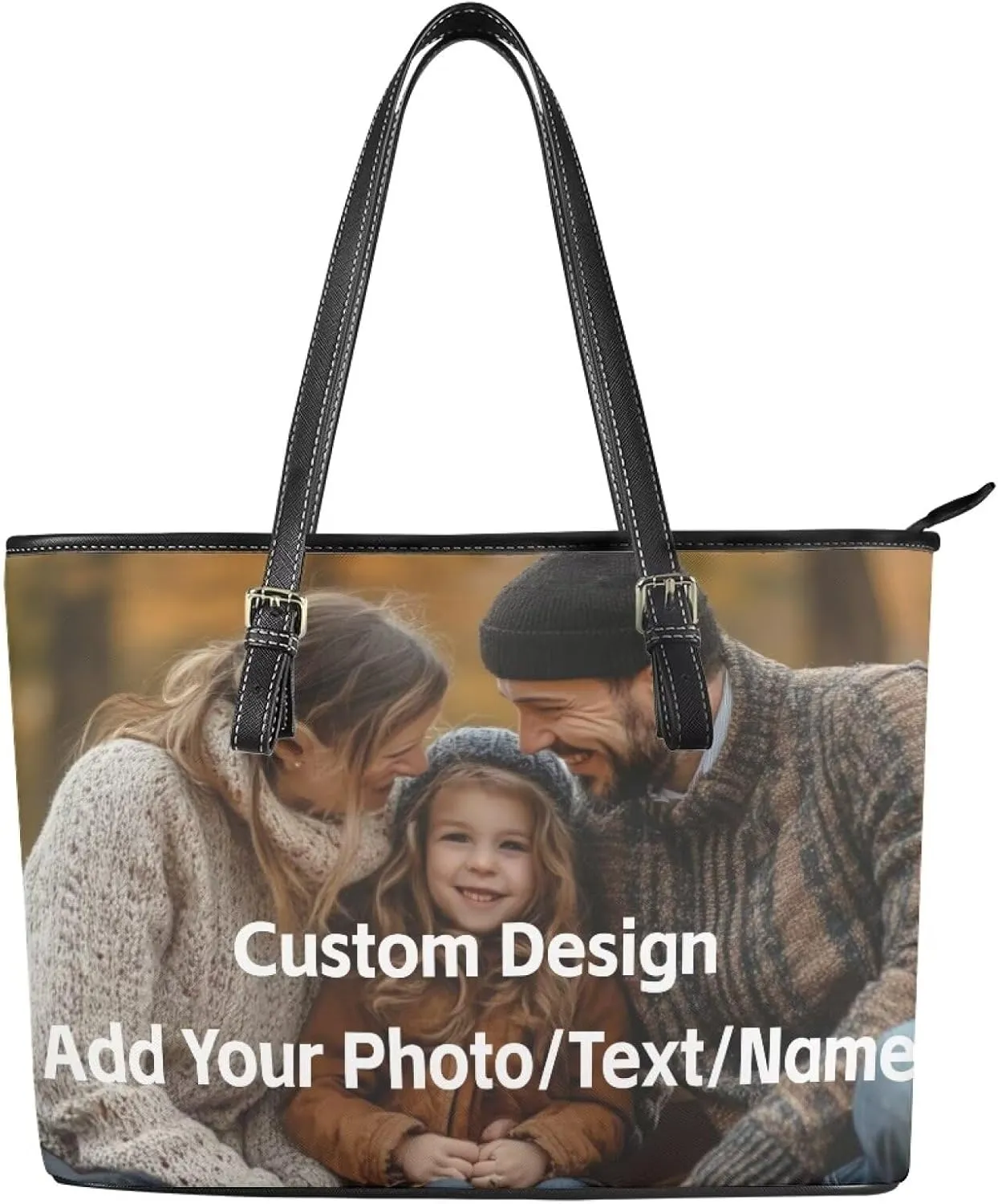 GIFTPUZZ Tote Bag for Women Christmas Tote Bag for Women Shoulder Tote Bag Leather Tote Handbag with Zipper Waterproof