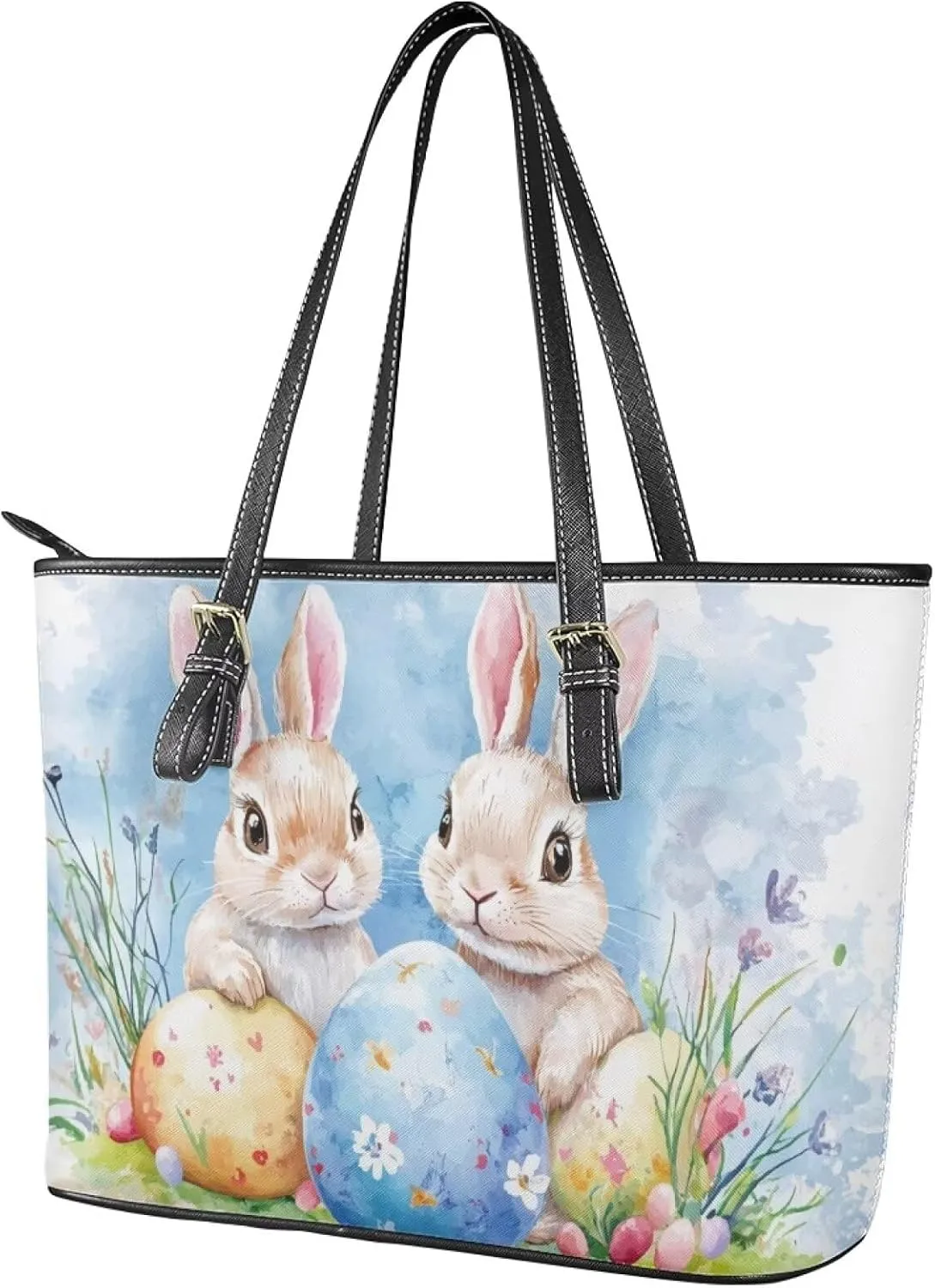 GIFTPUZZ Tote Bag for Women Christmas Tote Bag for Women Shoulder Tote Bag Leather Tote Handbag with Zipper Waterproof