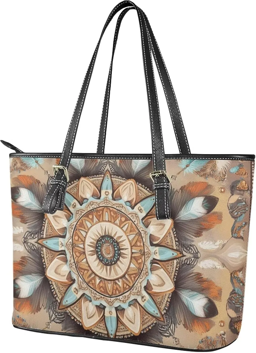 GIFTPUZZ Tote Bag for Women Christmas Tote Bag for Women Shoulder Tote Bag Leather Tote Handbag with Zipper Waterproof