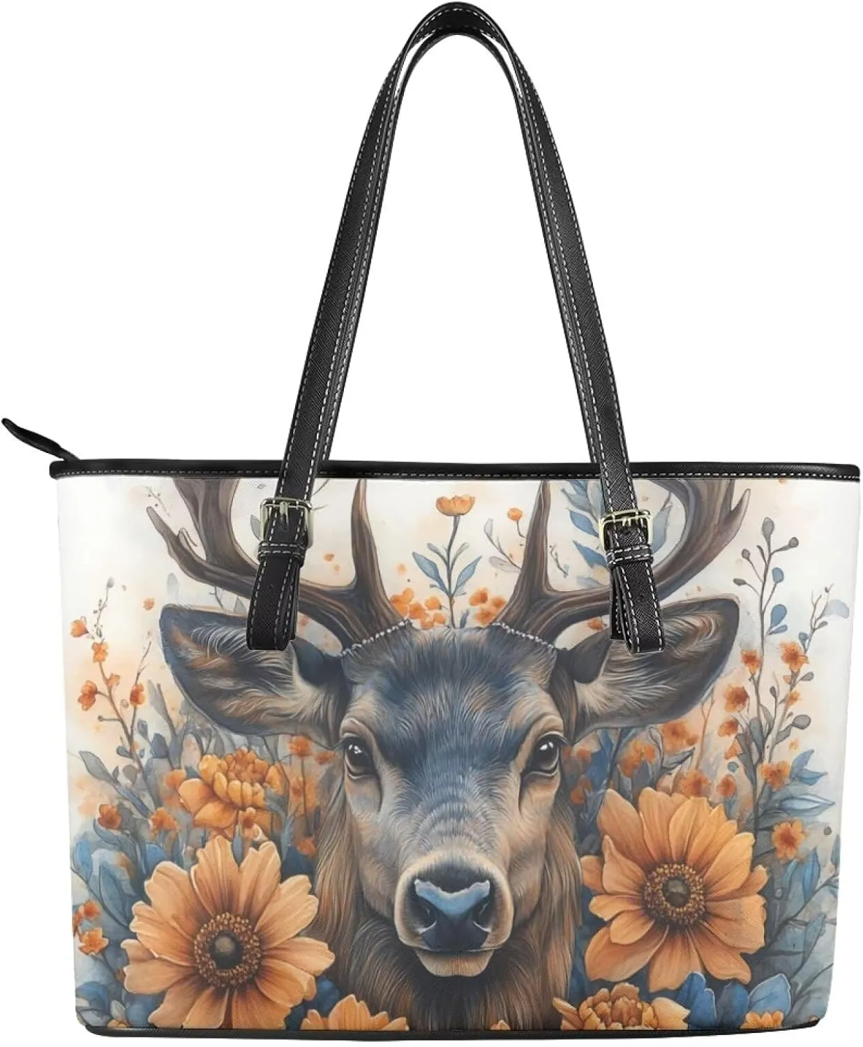 GIFTPUZZ Tote Bag for Women Christmas Tote Bag for Women Shoulder Tote Bag Leather Tote Handbag with Zipper Waterproof