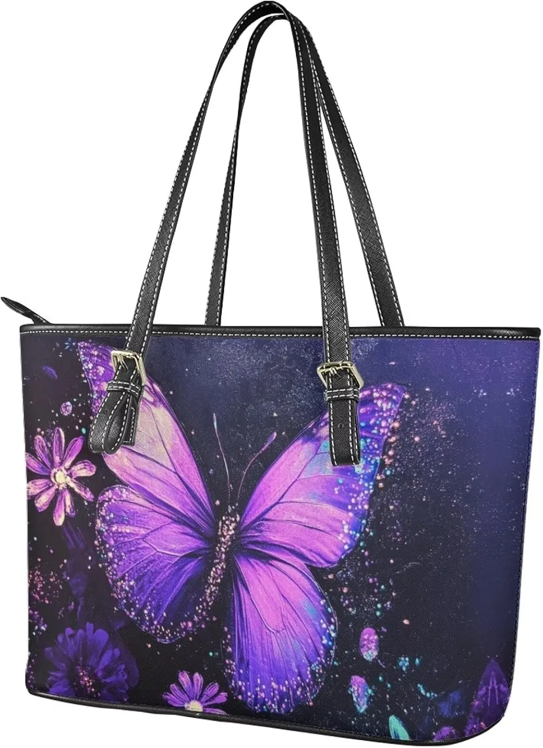 GIFTPUZZ Tote Bag for Women Christmas Tote Bag for Women Shoulder Tote Bag Leather Tote Handbag with Zipper Waterproof