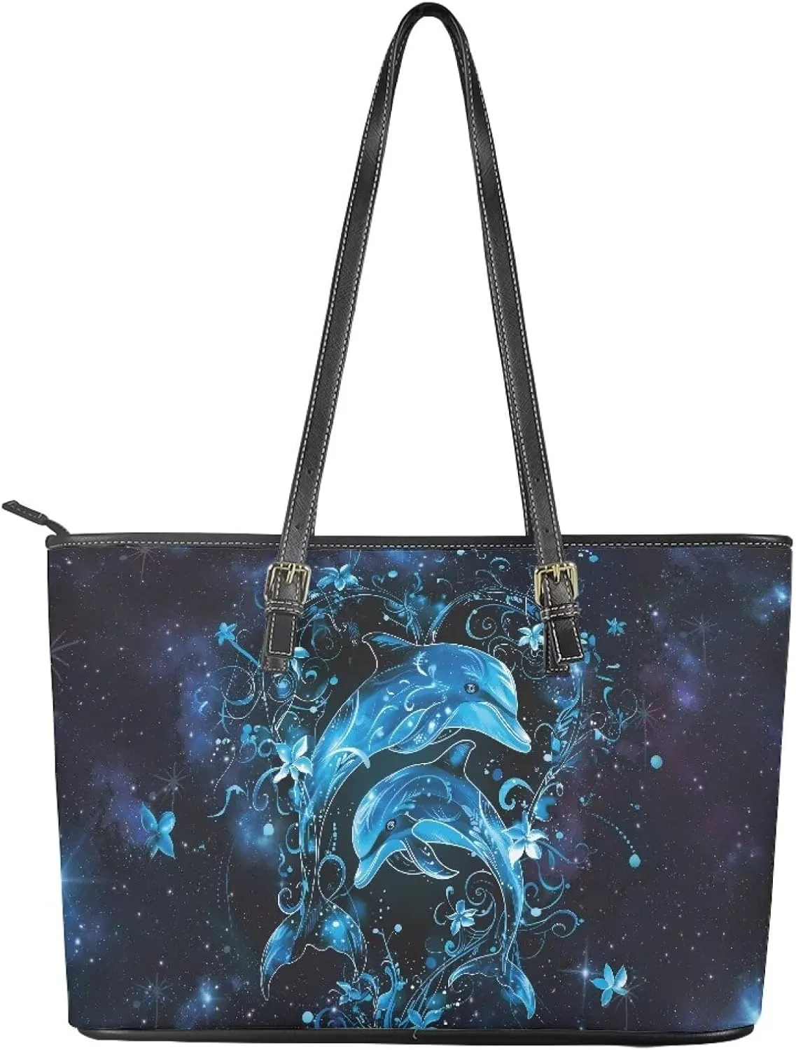 GIFTPUZZ Tote Bag for Women Christmas Tote Bag for Women Shoulder Tote Bag Leather Tote Handbag with Zipper Waterproof