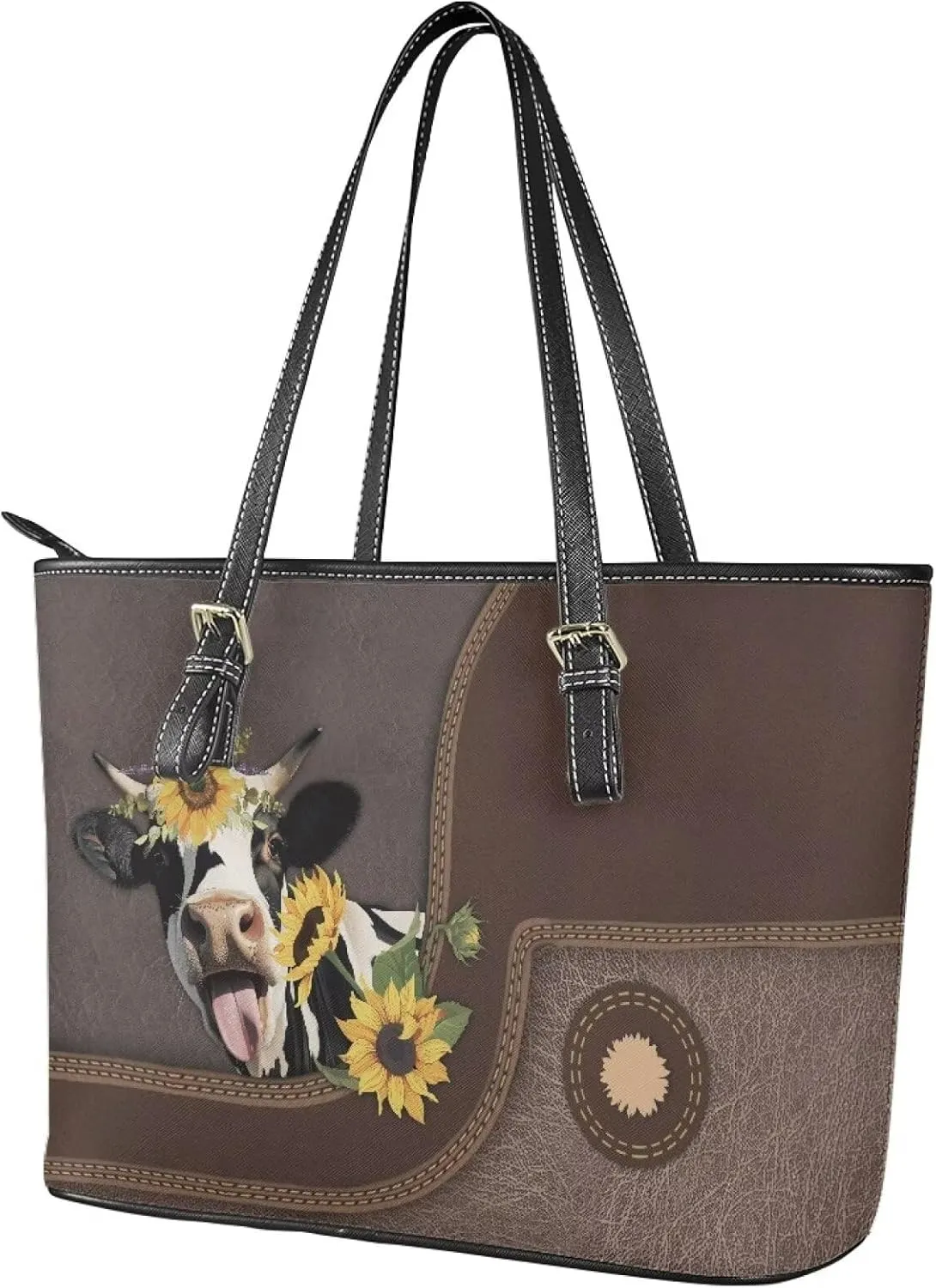 GIFTPUZZ Women's Tote Bag Leather Shoulder Bag Large Purse with Adjustable Strap and Zipper Closure Waterproof