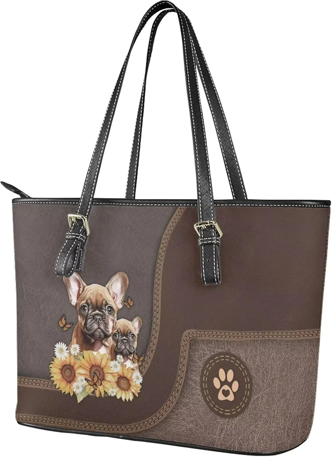 GIFTPUZZ Women's Tote Bag Leather Shoulder Bag Large Purse with Adjustable Strap and Zipper Closure Waterproof