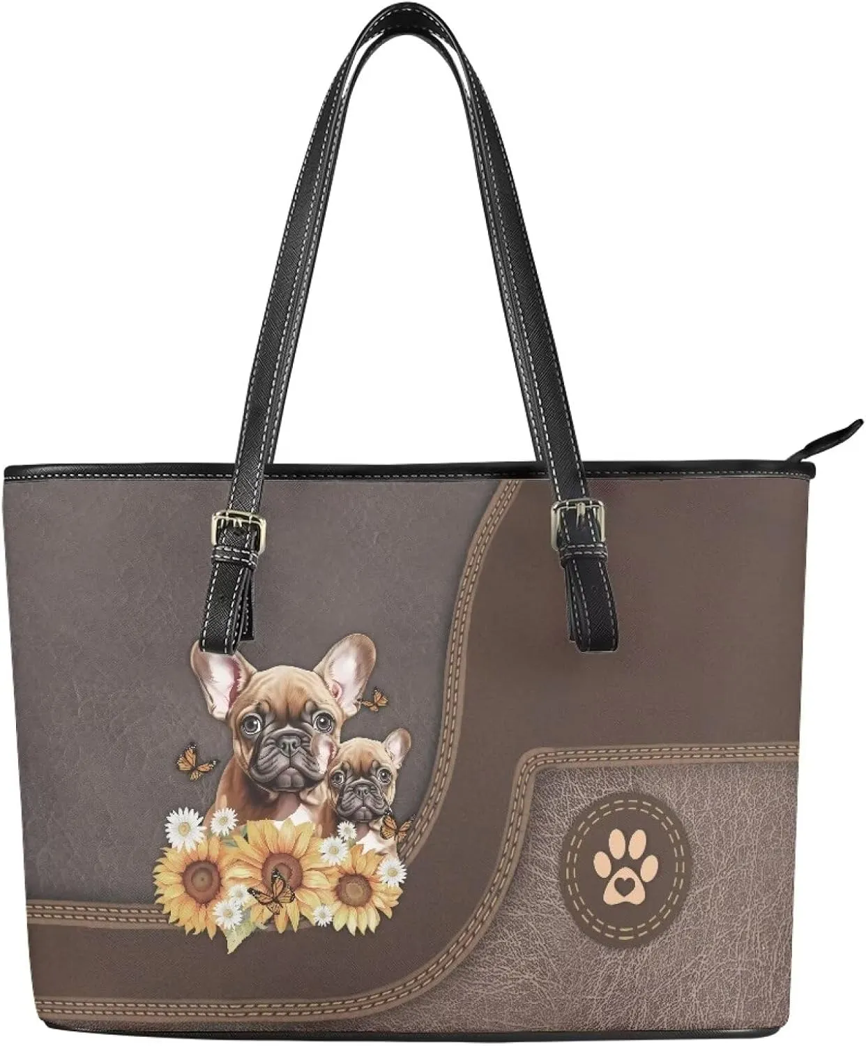 GIFTPUZZ Women's Tote Bag Leather Shoulder Bag Large Purse with Adjustable Strap and Zipper Closure Waterproof
