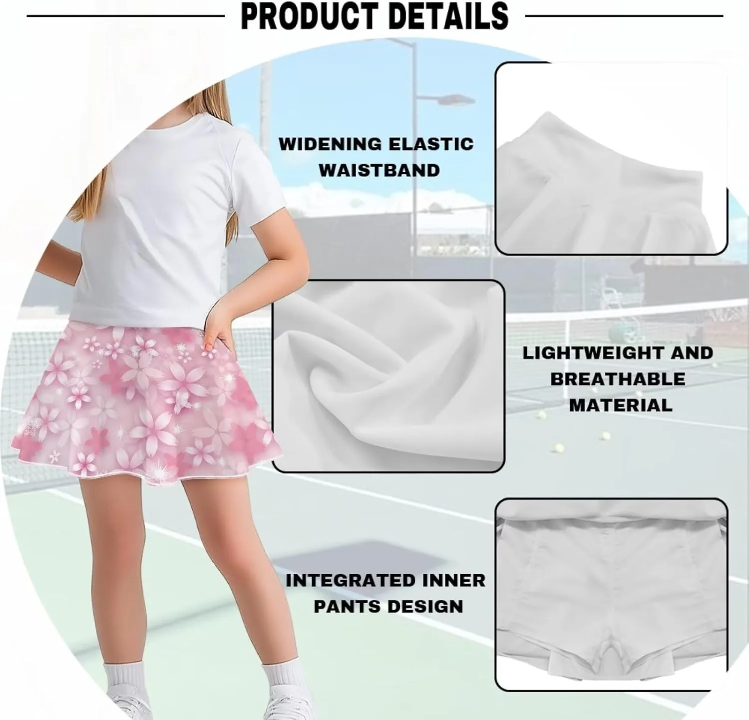 Girls' Skirts & Skorts with Pockets Built in Shorts High Waisted Skirt Size 5-14