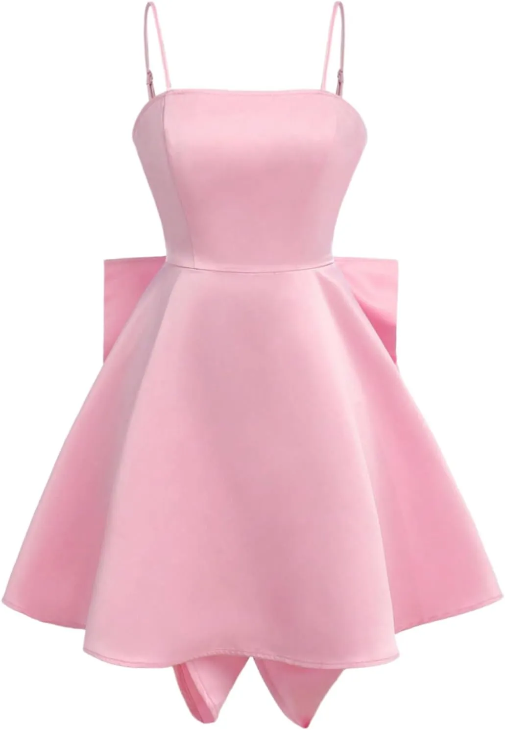 GORGLITTER Girl's Bow Tie Ruffle Cami Dress Satin Cute Sleeveless Spaghetti Strap Princess Mini Dresses