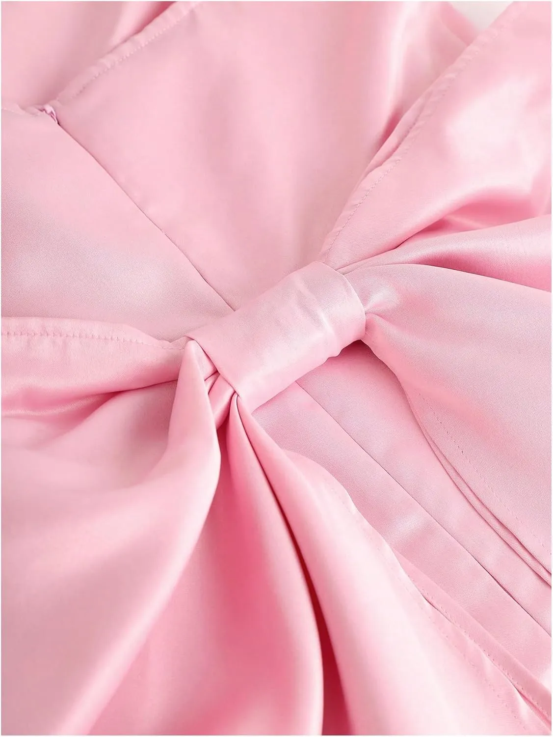 GORGLITTER Girl's Bow Tie Ruffle Cami Dress Satin Cute Sleeveless Spaghetti Strap Princess Mini Dresses