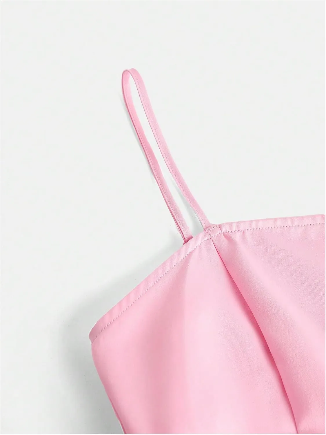 GORGLITTER Girl's Bow Tie Ruffle Cami Dress Satin Cute Sleeveless Spaghetti Strap Princess Mini Dresses