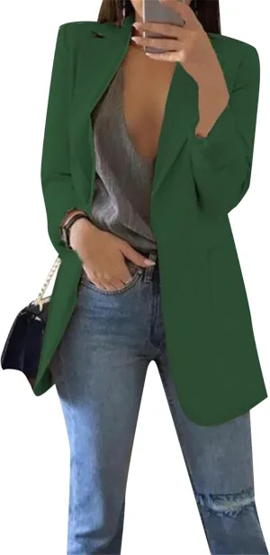 GRASWE Women Casual Loose Fit Long Sleeve Blazer Cardigan Fashion Plus Size Work Blazer