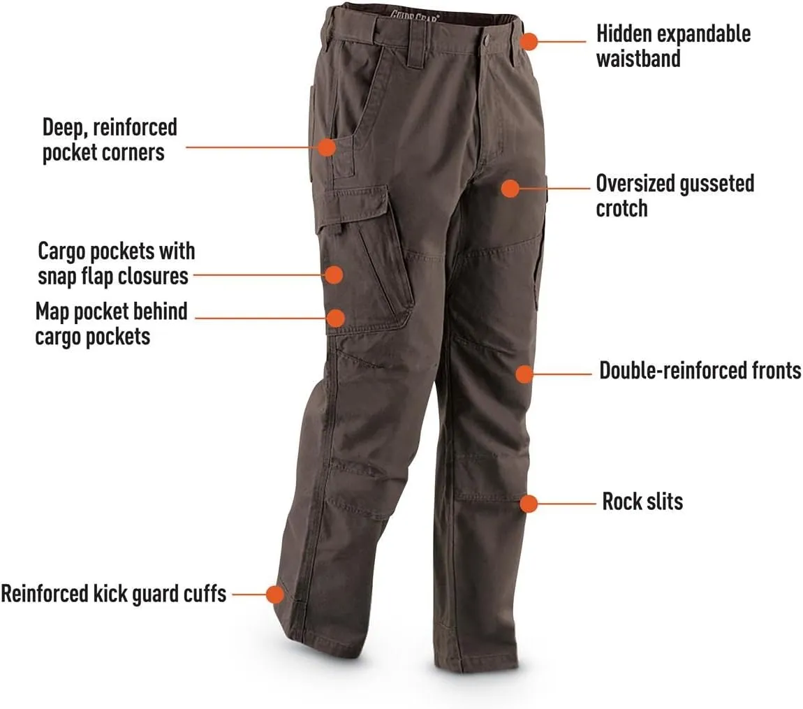 Guide Gear Canvas Cargo Pants for Men Relaxed Fit, Mens Work Pants for Construction, Utility, and Safety