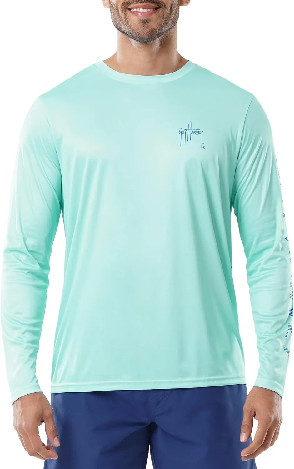 Guy Harvey Men's Long Sleeve Performance T-Shirt with UPF 30  Sun Protection