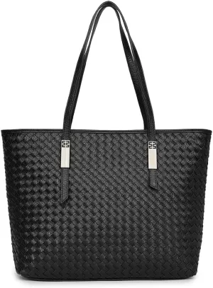 Handwoven PU Leather Tote Bag, Double Handle Shoulder Purse, Large Capacity Handbag For Party, Dailywork, Shopping, Travel.