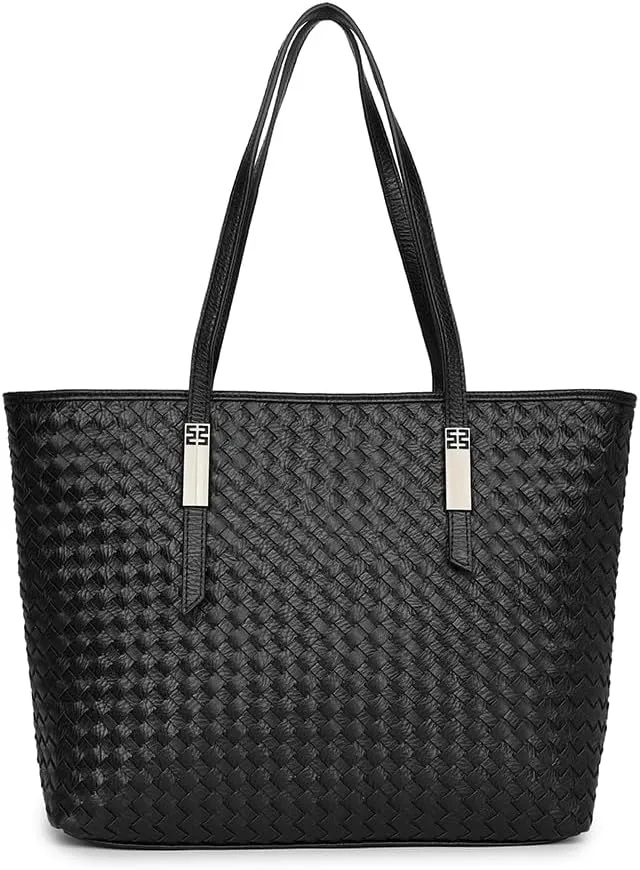 Handwoven PU Leather Tote Bag, Double Handle Shoulder Purse, Large Capacity Handbag For Party, Dailywork, Shopping, Travel.