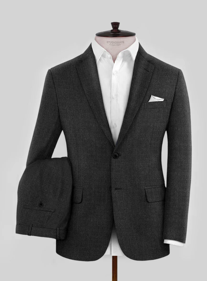 Hardy Minnis Charcoal Sharkskin Wool Suit