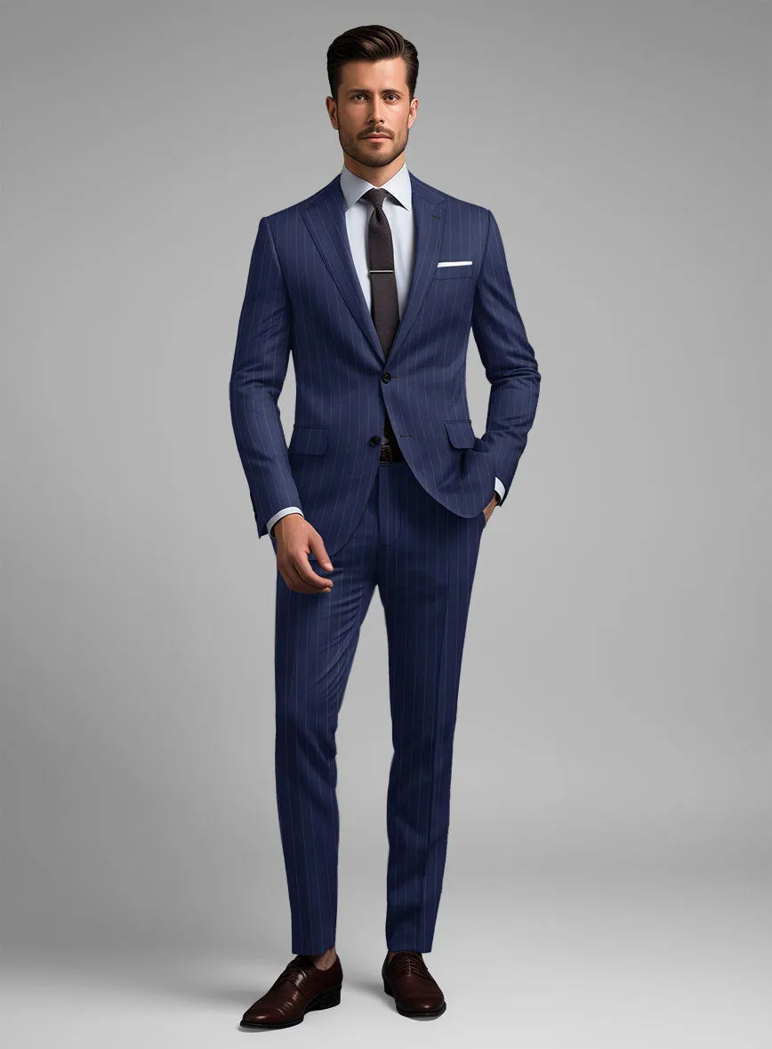 Hardy Minnis Royal Blue Pinstripe Wool Suit