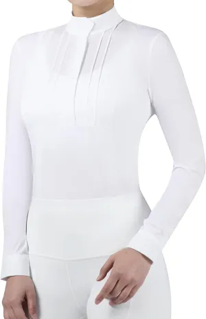 Harrison Howard Equestrian Pleated Bib Show Shirt Rider Top Horse Riding Long Sleeve with Embroidery