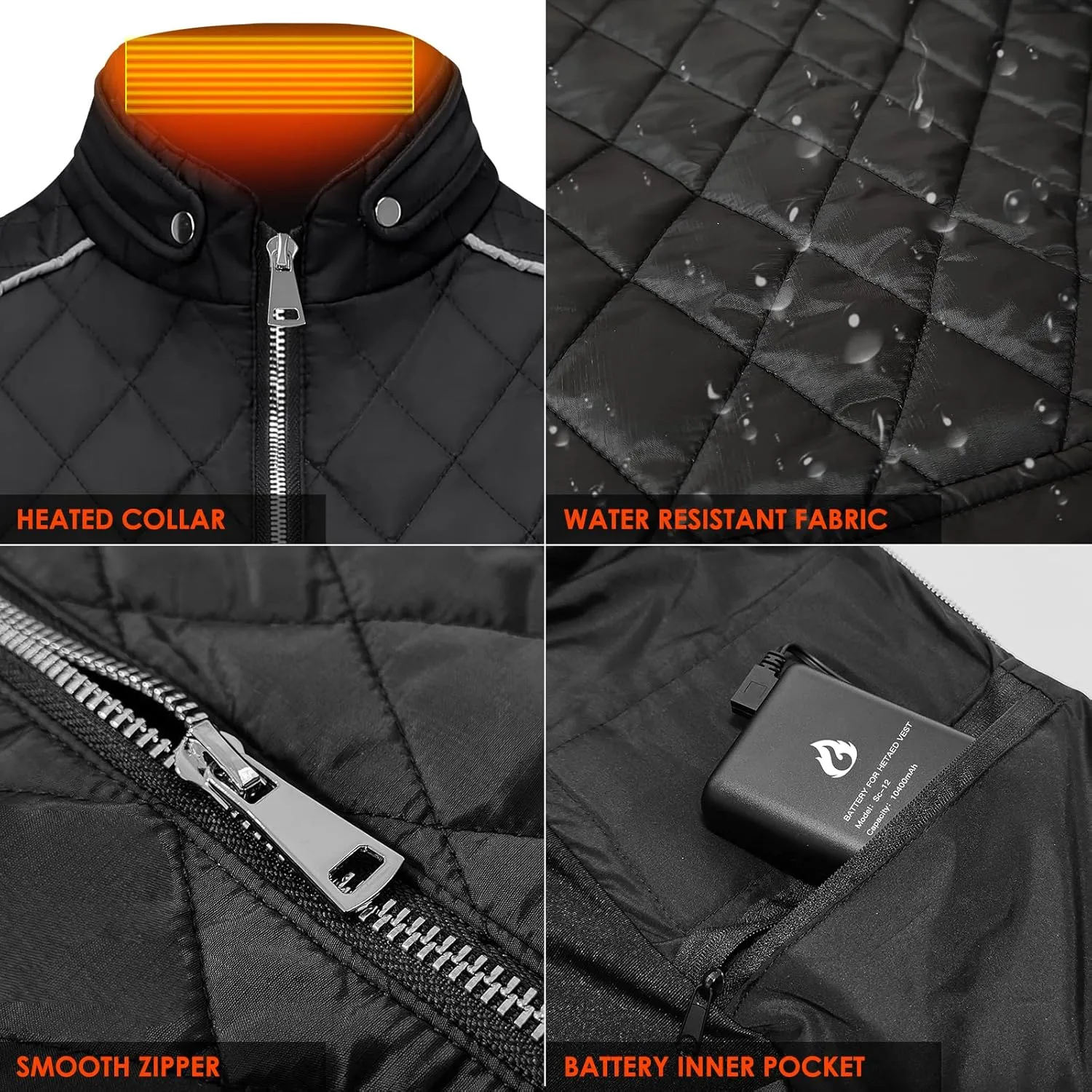 Heated Vest for Women, 6 Heated Zones Neck Heating Womens Heated Vest Coat(10000mAh Battery Pack Included