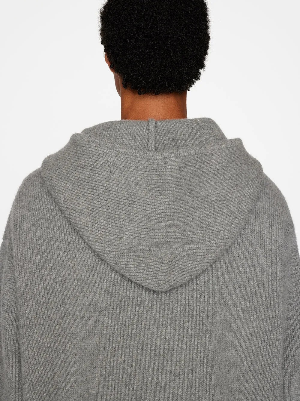 Heavyweight Cashmere Full Zip Hoodie -- Warm Grey