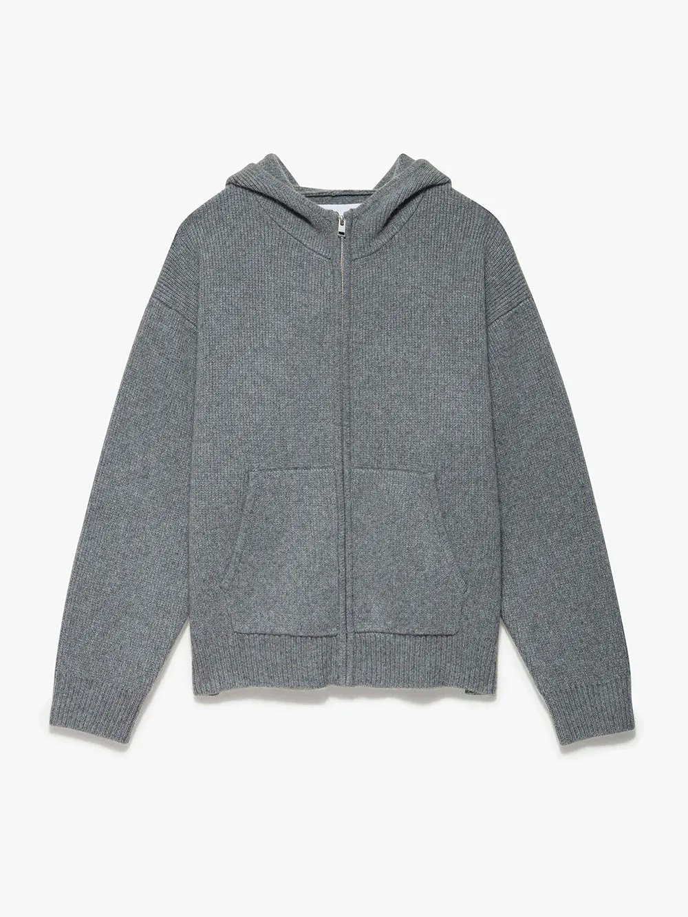 Heavyweight Cashmere Full Zip Hoodie -- Warm Grey