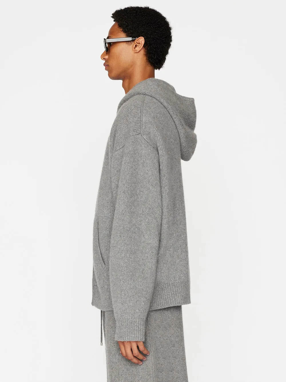 Heavyweight Cashmere Full Zip Hoodie -- Warm Grey