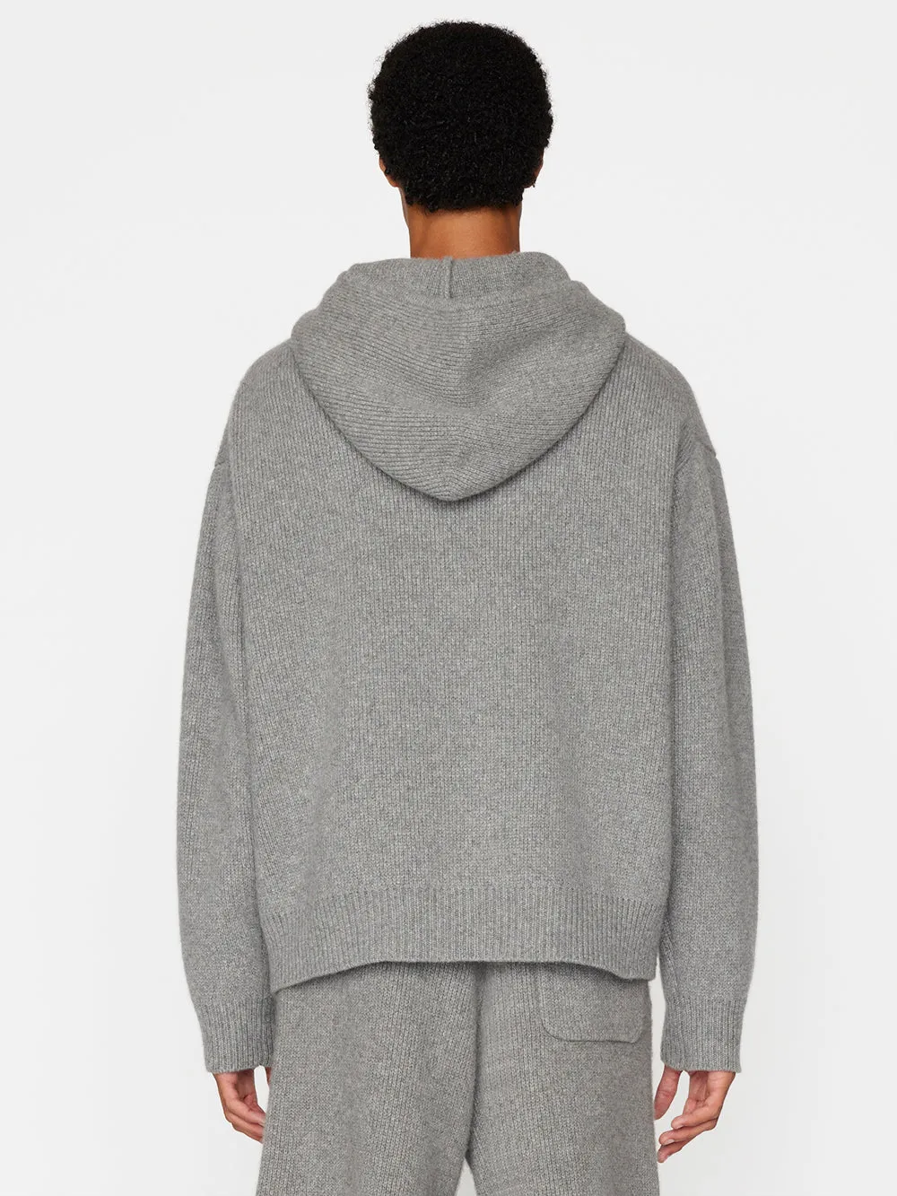 Heavyweight Cashmere Full Zip Hoodie -- Warm Grey